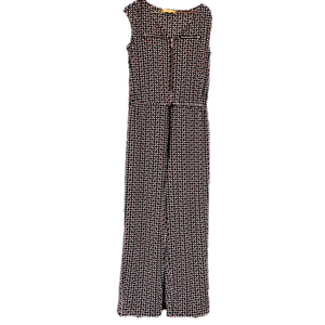 Ellen Tracy Sleeveless Zipper front Polka dot print Jumpsuit size S